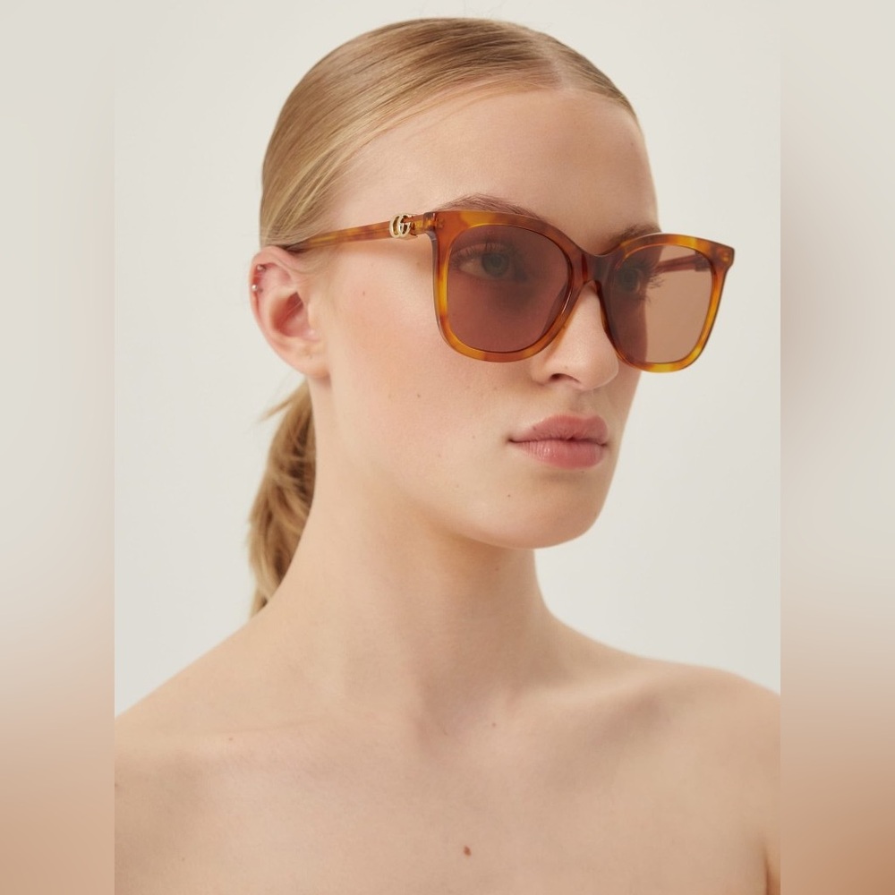 New- Authentic 💯GG1071S 003 55 GUCCI HAVANA CAT-EYE SUNGLASSES